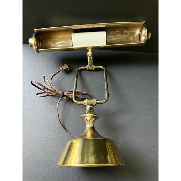Vtg. Lamp Underwriters Laboratories Brass Bankers Piano Student Desk Adjustable - Picture 9 of 13